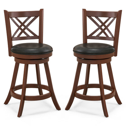 360¬∞ Swivel Upholstered Barstools Set of 2 with Back and Footrest