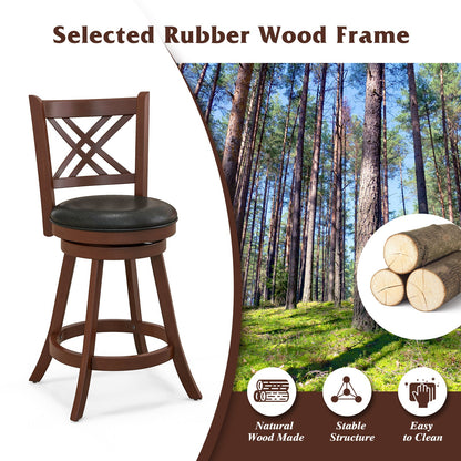 360¬∞ Swivel Upholstered Barstools Set of 2 with Back and Footrest