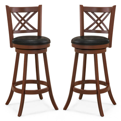 360¬∞ Swivel Upholstered Barstools Set of 2 with Back and Footrest