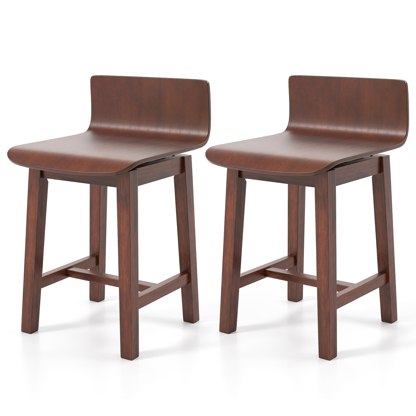 Swivel Dining Chairs Set of 2 with Low Back and Footrest