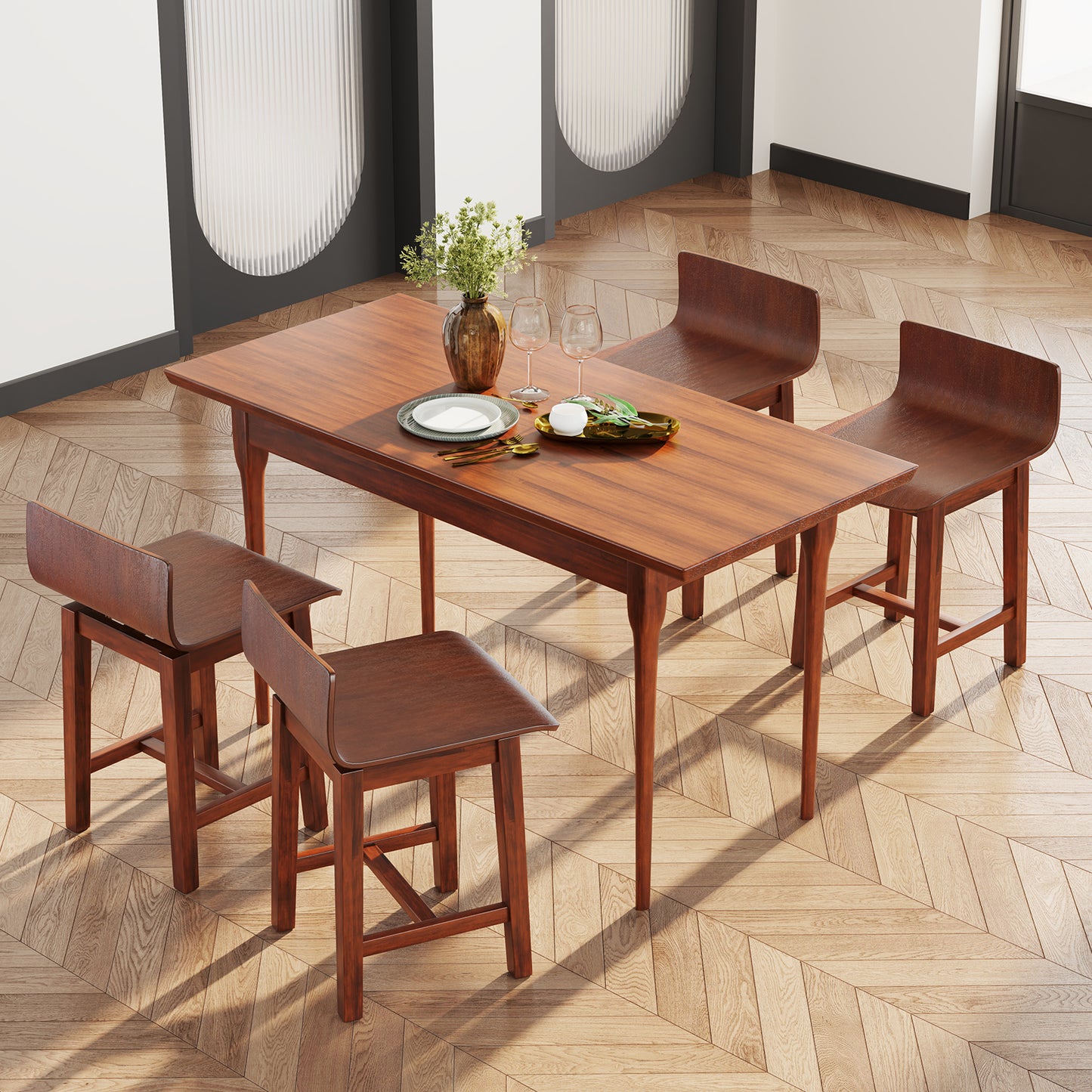 Swivel Dining Chairs Set of 2 with Low Back and Footrest