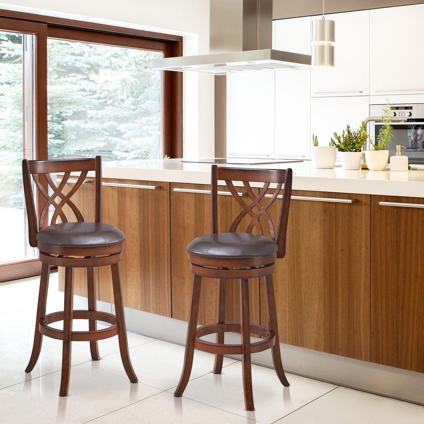 Swivel Counter Height Bar Stool with Cushioned Seat