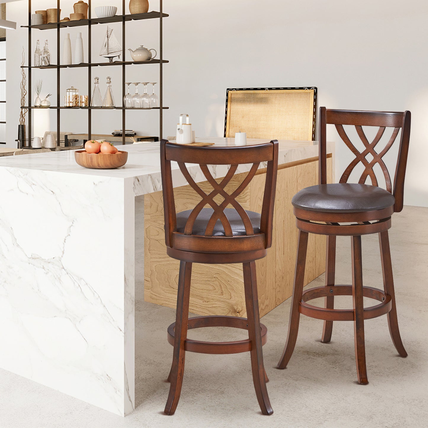 Swivel Counter Height Bar Stool with Cushioned Seat