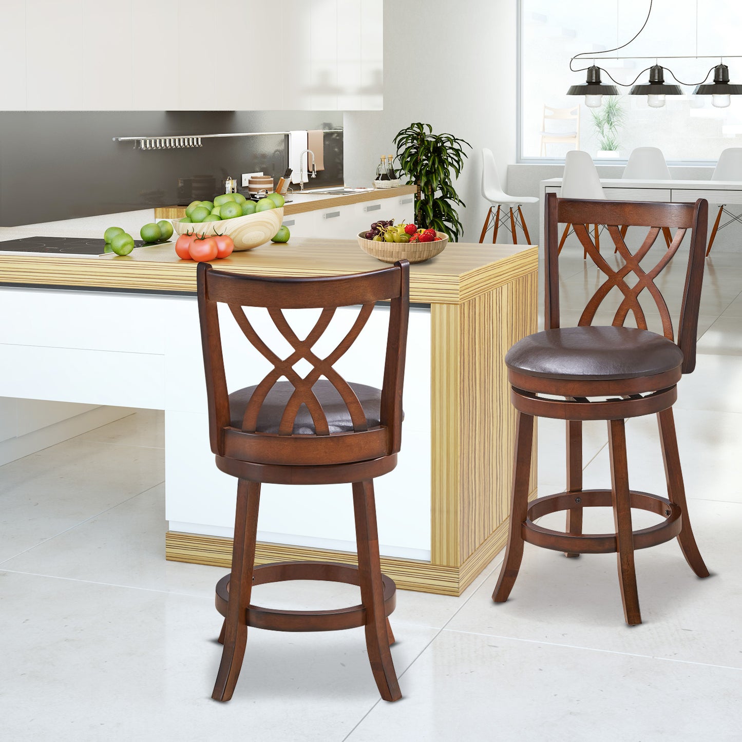 Swivel Counter Height Bar Stool with Cushioned Seat