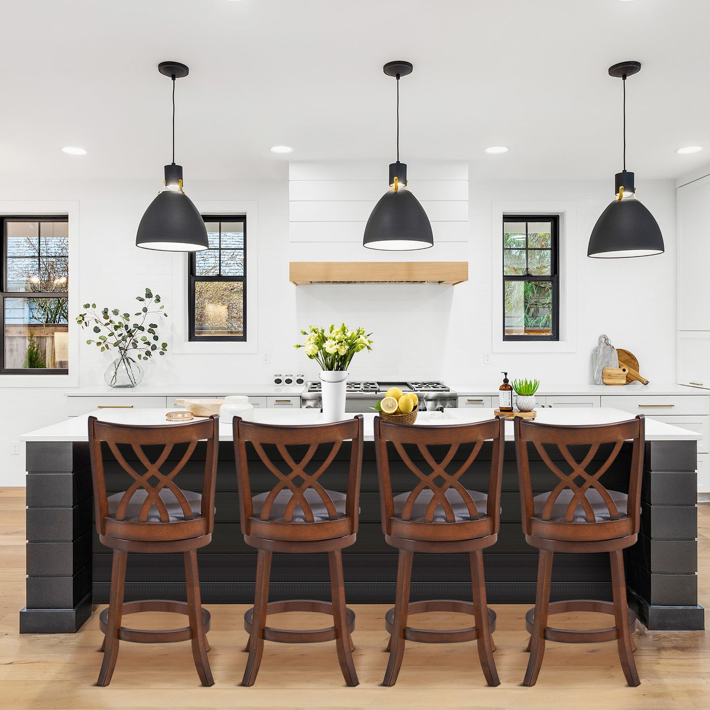 Swivel Counter Height Bar Stool with Cushioned Seat