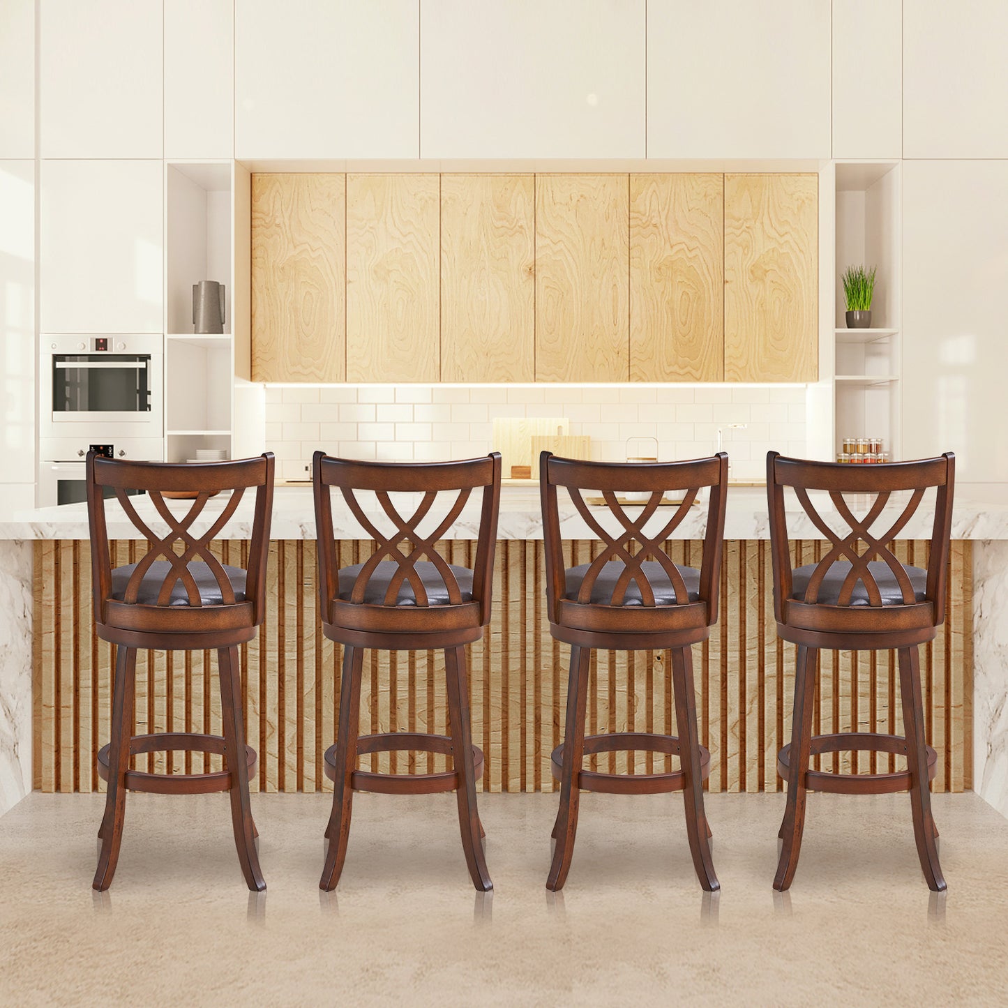Swivel Counter Height Bar Stool with Cushioned Seat