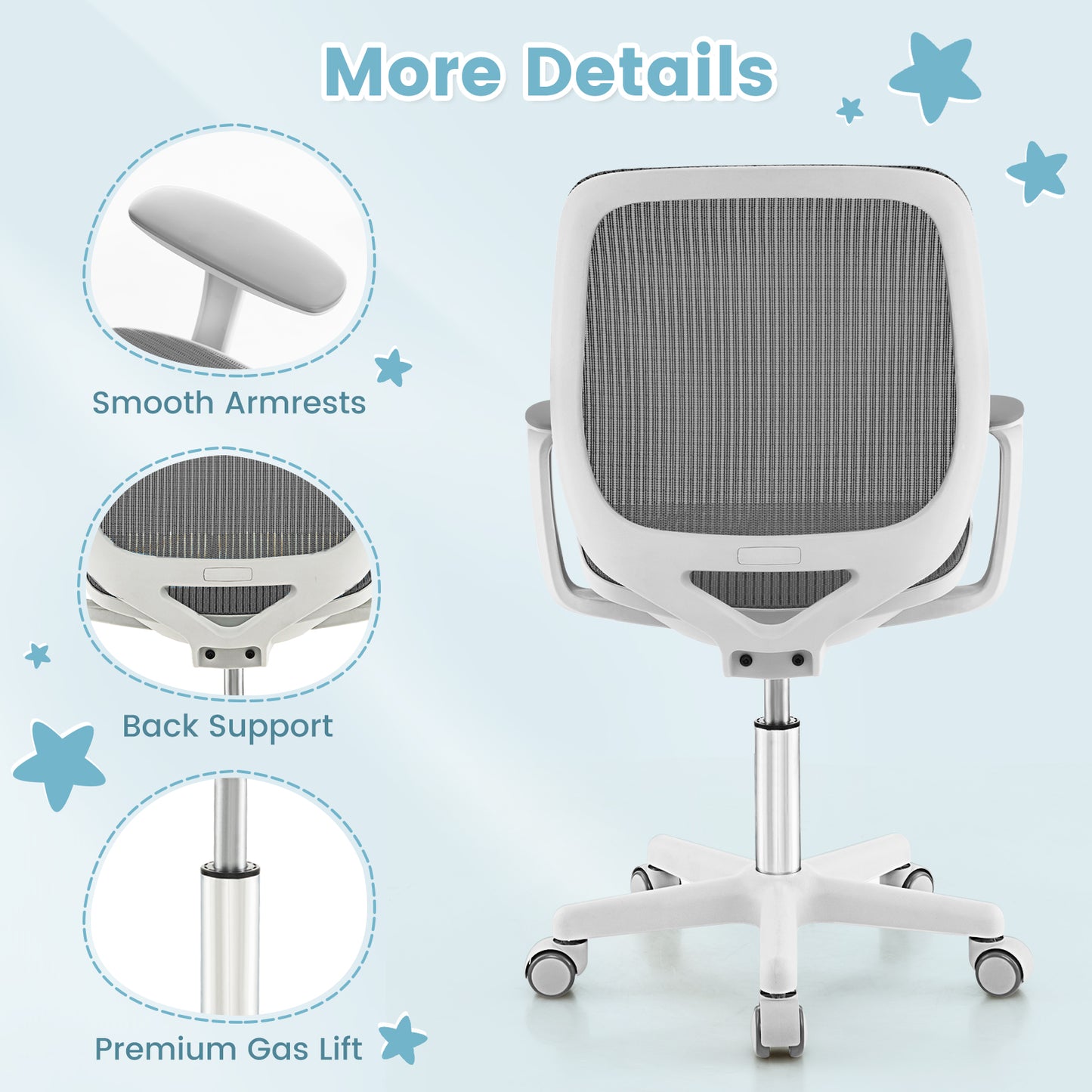 Kids Swivel Mesh Computer Chair with Adjustable Height