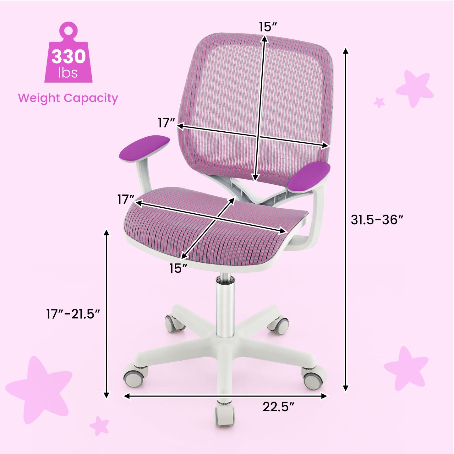 Kids Swivel Mesh Computer Chair with Adjustable Height