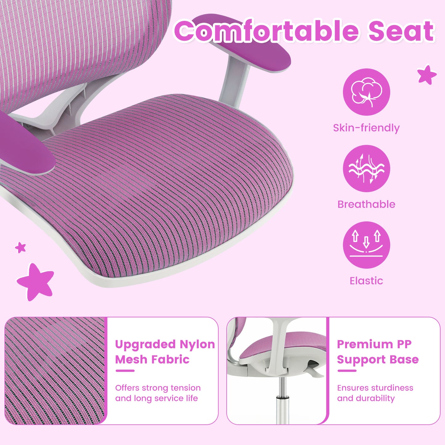 Kids Swivel Mesh Computer Chair with Adjustable Height