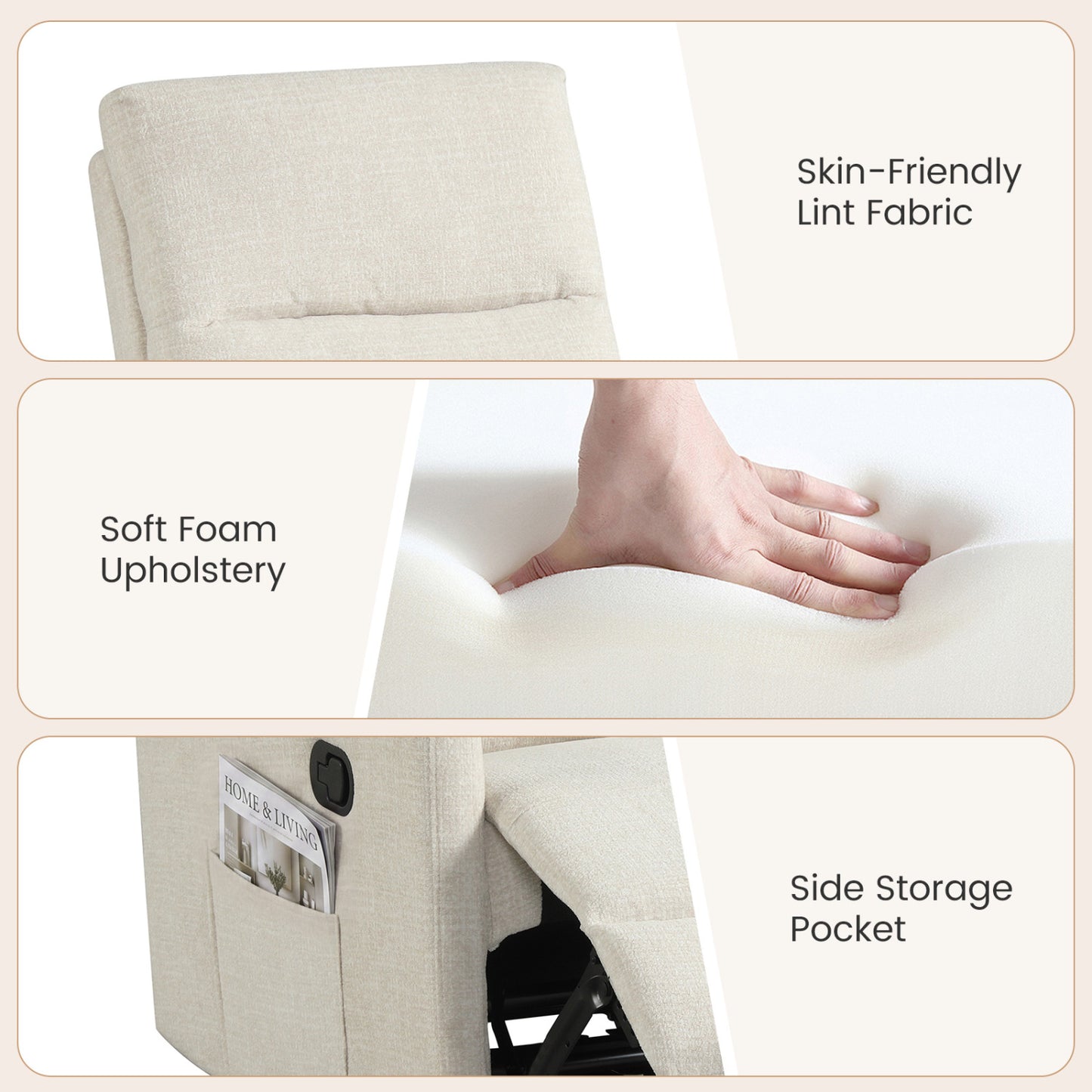 360° Swivel Rocking Recliner Chair with Footrest