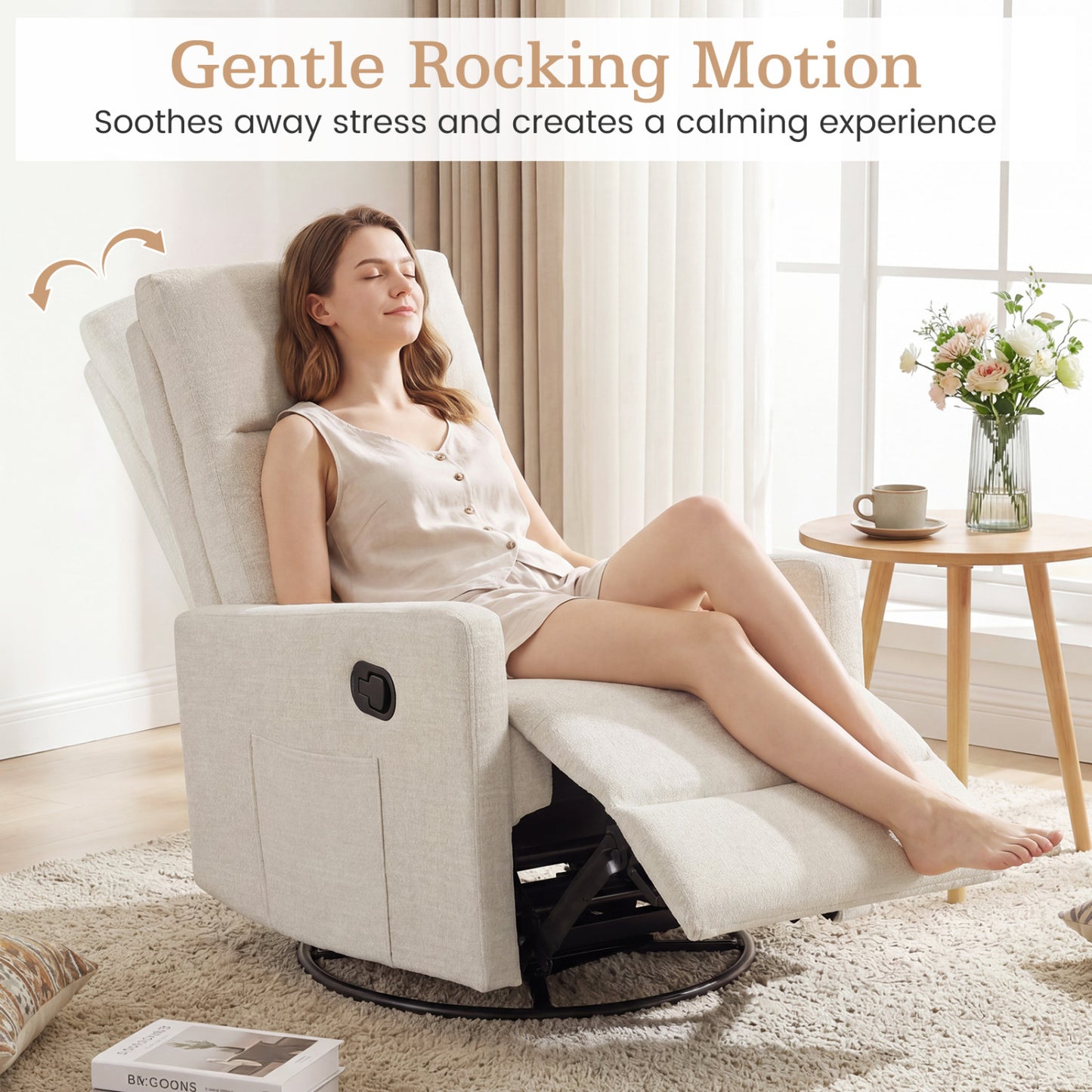 360° Swivel Rocking Recliner Chair with Footrest