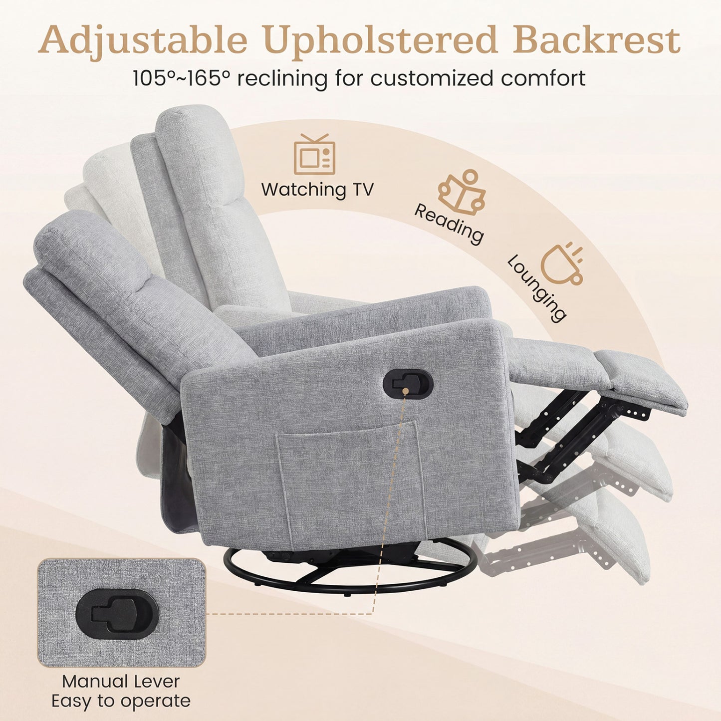 360° Swivel Rocking Recliner Chair with Footrest