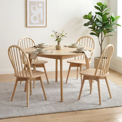 Swivel Windsor Dining Chairs Set of 4 - Solid Rubber Wood