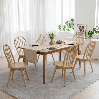 Swivel Windsor Dining Chairs Set of 4 - Solid Rubber Wood