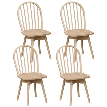 Swivel Windsor Dining Chairs Set of 4 - Solid Rubber Wood