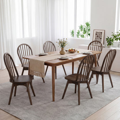 Swivel Windsor Dining Chairs Set of 4 - Solid Rubber Wood