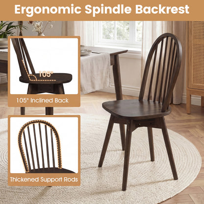 Swivel Windsor Dining Chairs Set of 4 - Solid Rubber Wood