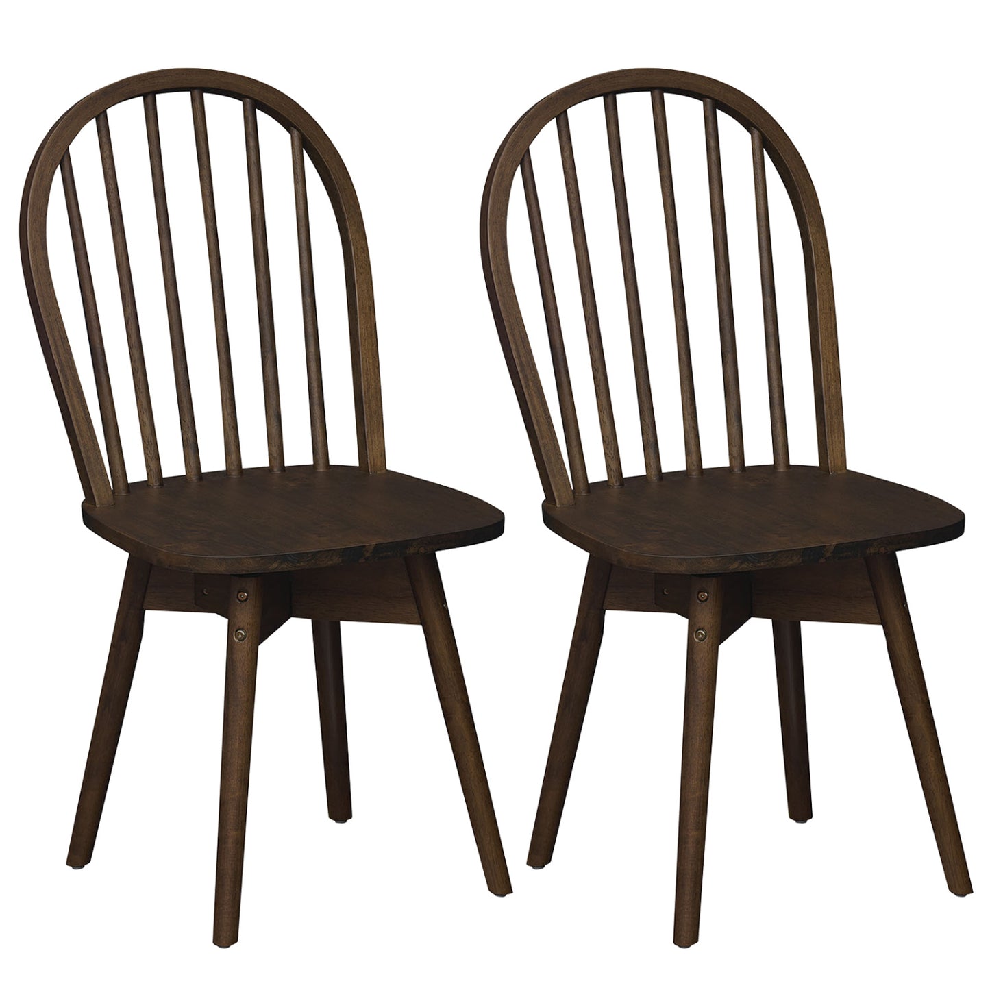 Swivel Windsor Dining Chairs Set of 2 - Solid Rubber Wood