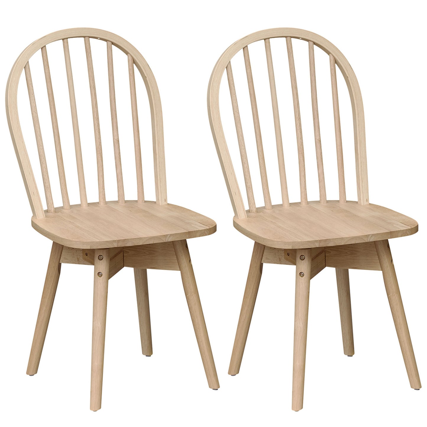 Swivel Windsor Dining Chairs Set of 2 - Solid Rubber Wood