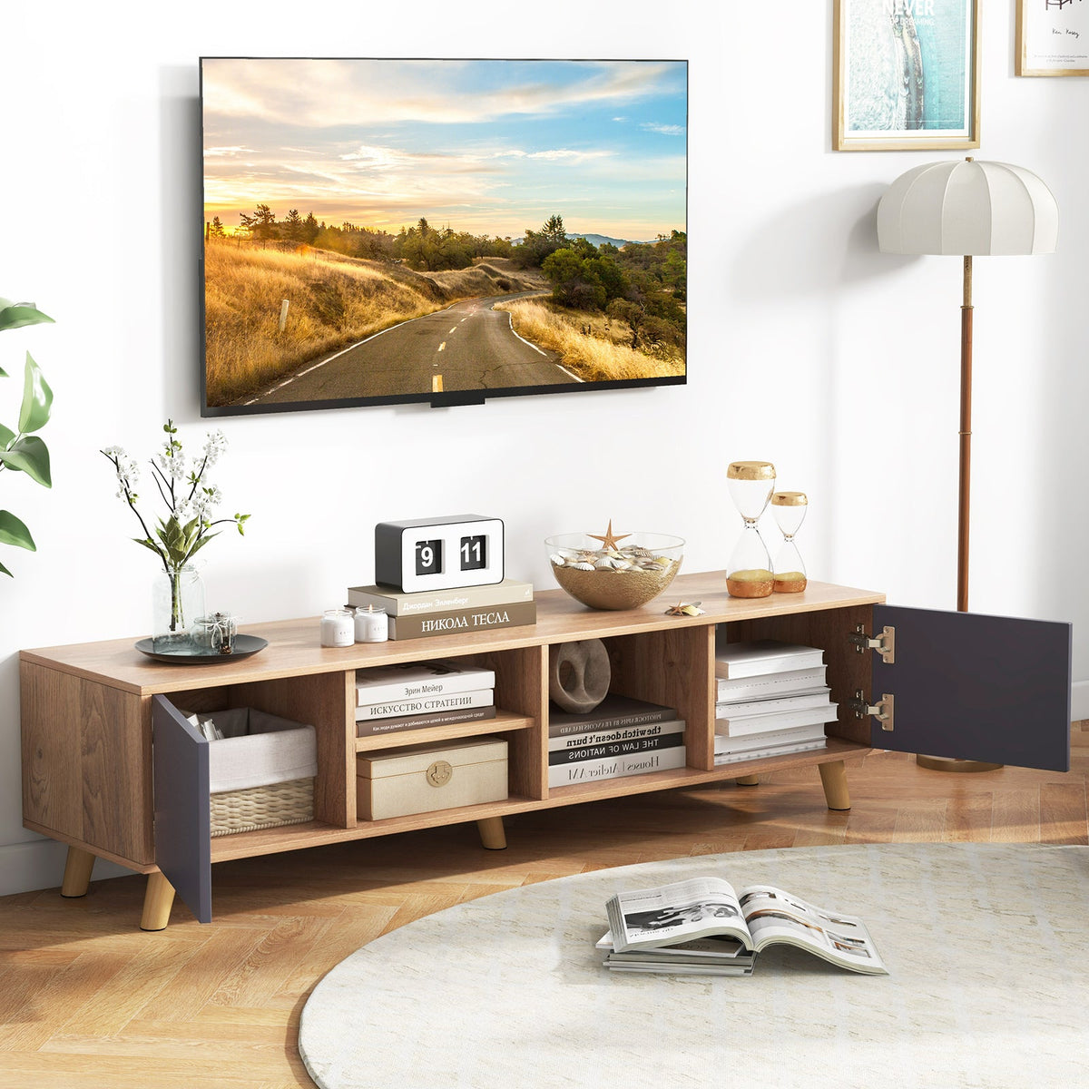 TV Stand Cabinet for TVs up to 65 Inch with Open Shelf for Living Room