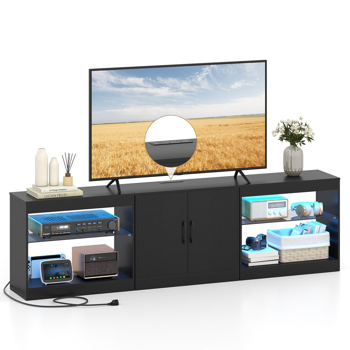 TV Stand for TVs up to 85 Inches LED Entertainment Center with Power Outlets