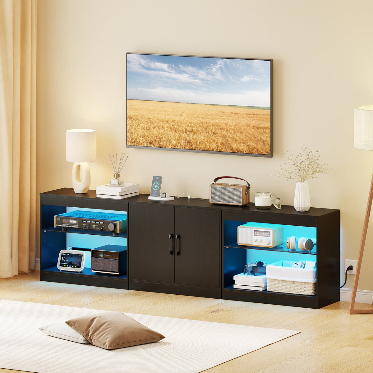 TV Stand for TVs up to 85 Inches LED Entertainment Center with Power Outlets