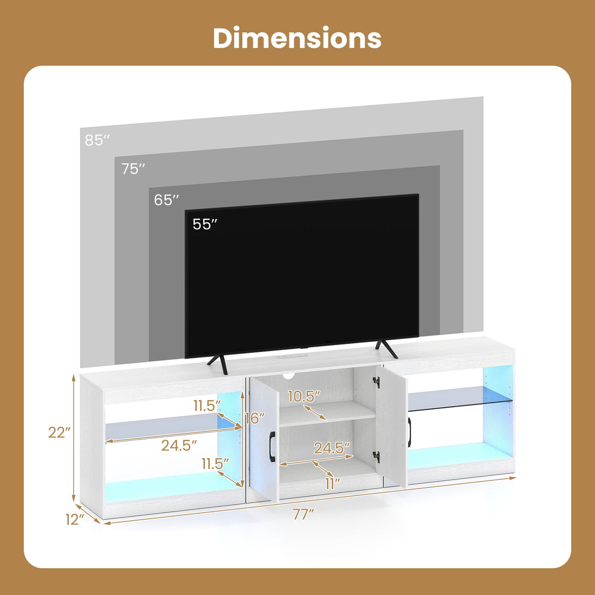 TV Stand for TVs up to 85 Inches LED Entertainment Center with Power Outlets