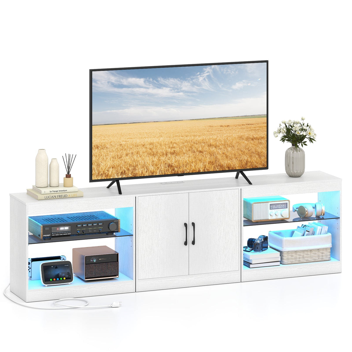 TV Stand for TVs up to 85 Inches LED Entertainment Center with Power Outlets