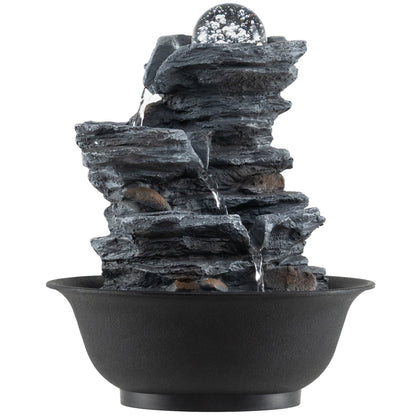 Tabletop Water Fountain with Rolling Crystal Ball and Color-Changing LED Light