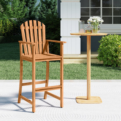 Tall Adirondack Bar Chair with Footrest - Acacia Wood