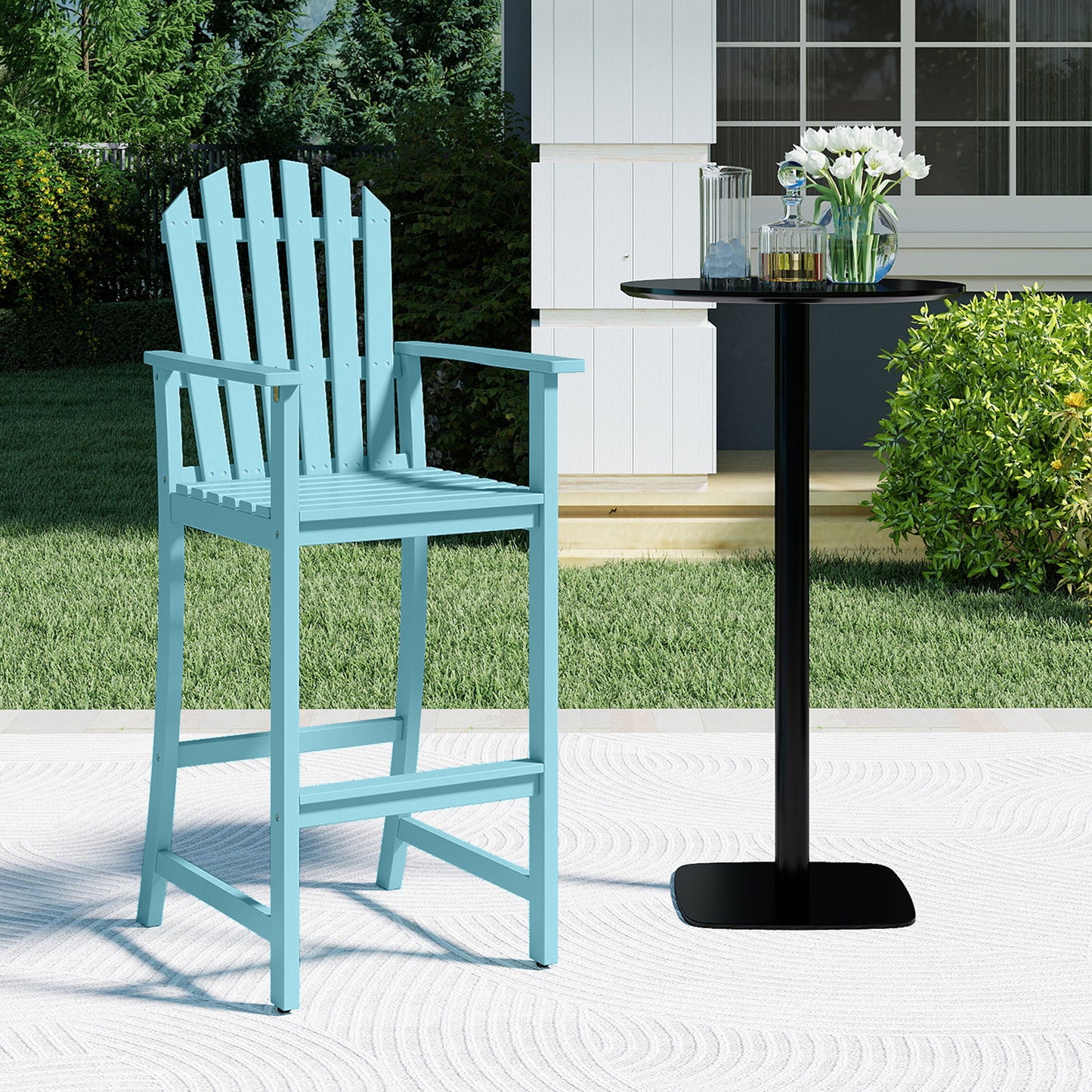 Tall Adirondack Bar Chair with Footrest - Acacia Wood