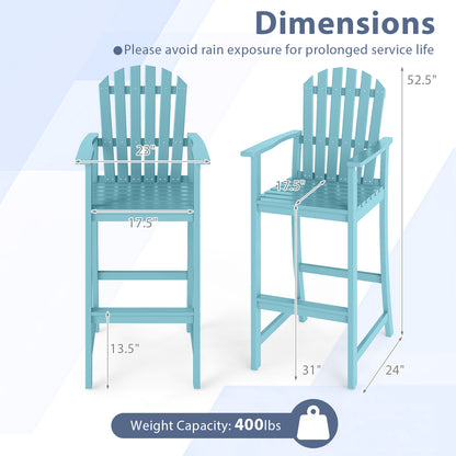 Tall Adirondack Bar Chair with Footrest - Acacia Wood