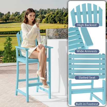 Tall Adirondack Bar Chair with Footrest - Acacia Wood