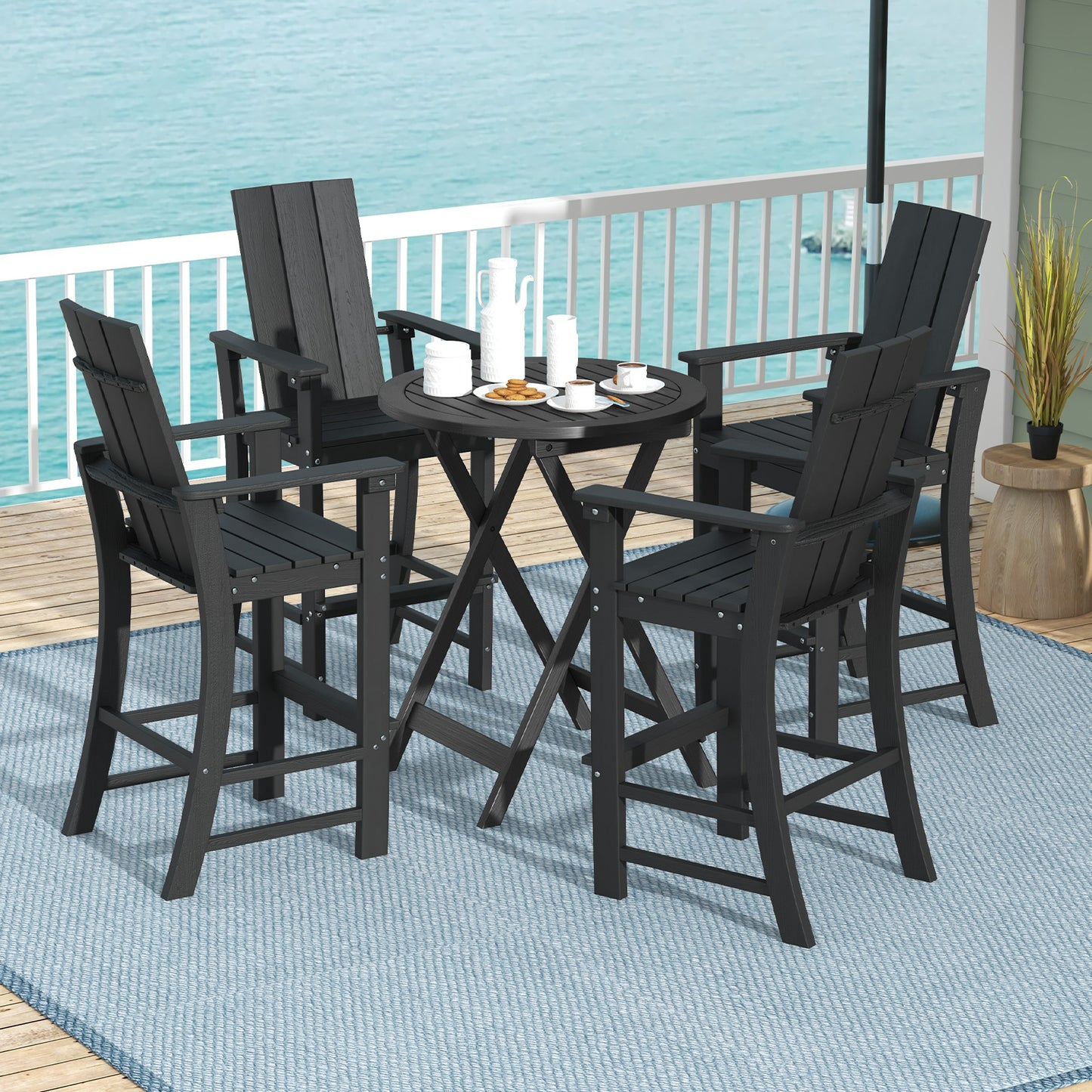 Tall Adirondack Bar Chair with Ergonomic High Back