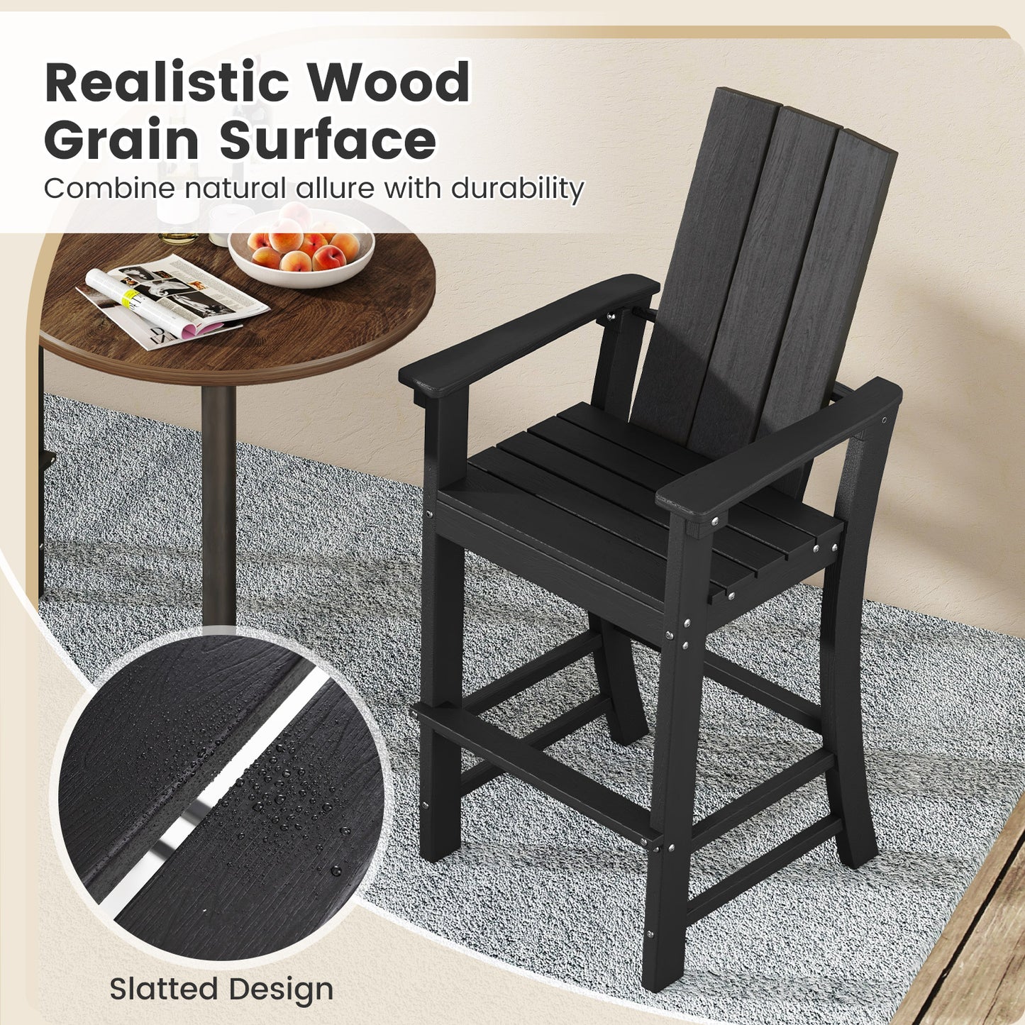 Tall Adirondack Bar Chair with Ergonomic High Back