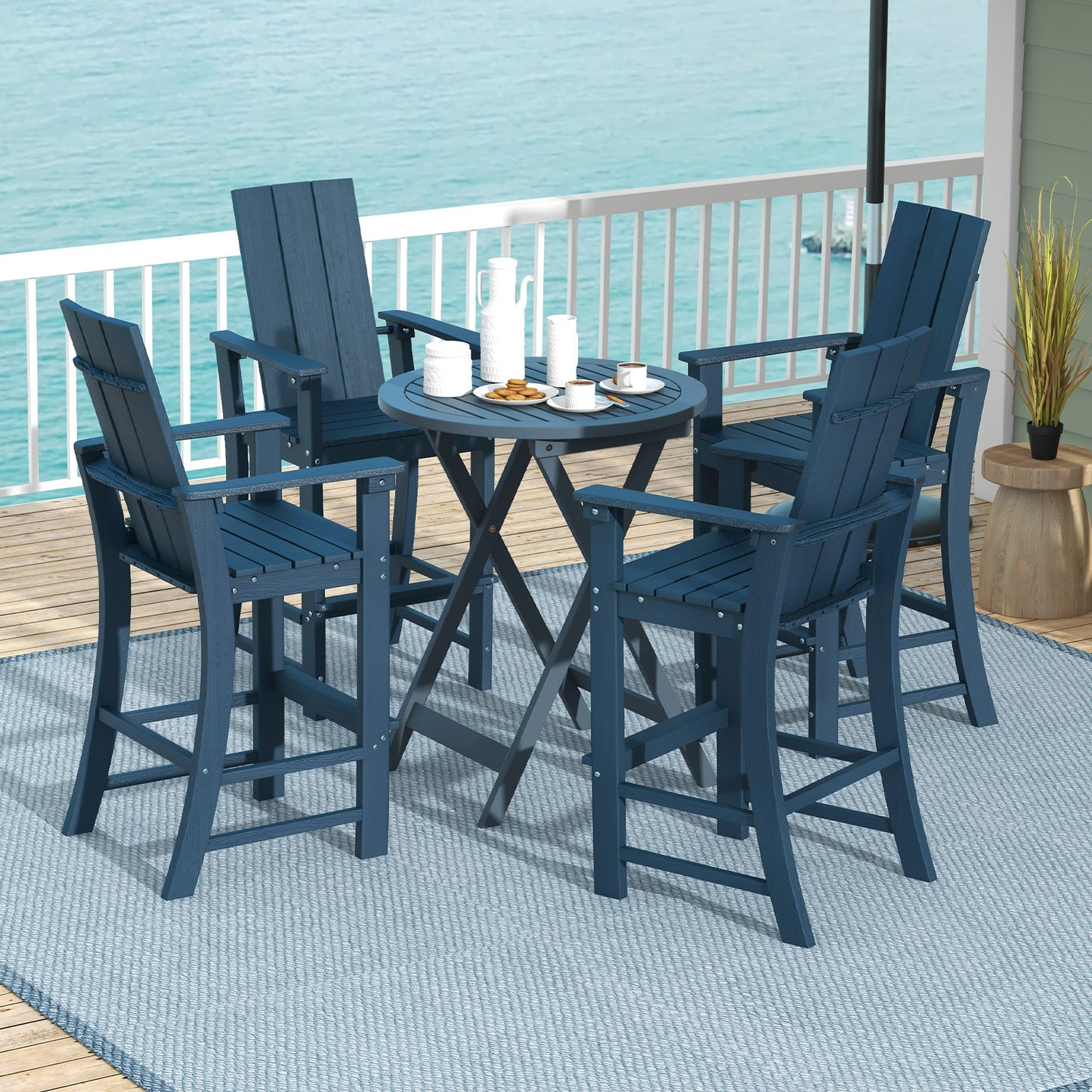 Tall Adirondack Bar Chair with Ergonomic High Back