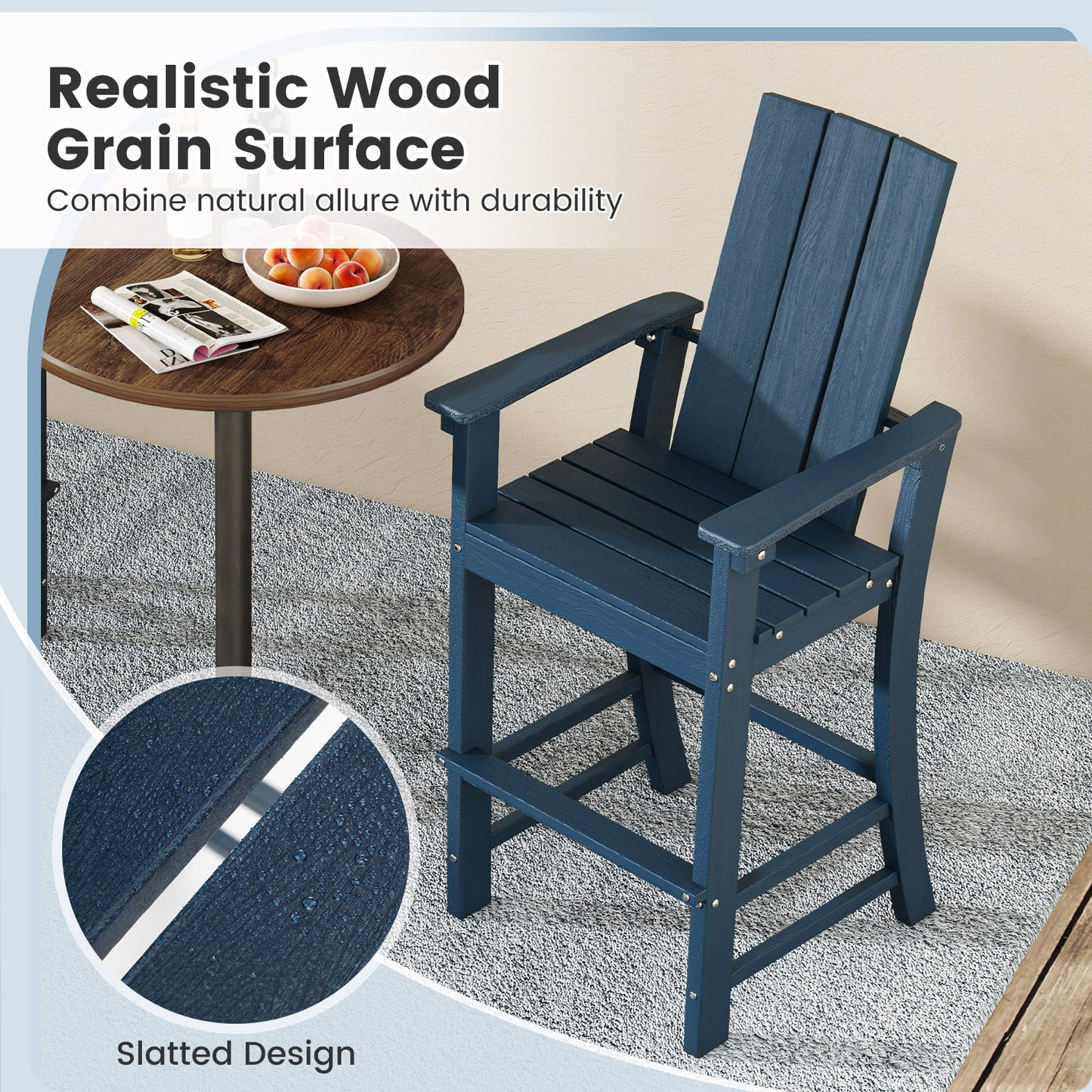 Tall Adirondack Bar Chair with Ergonomic High Back