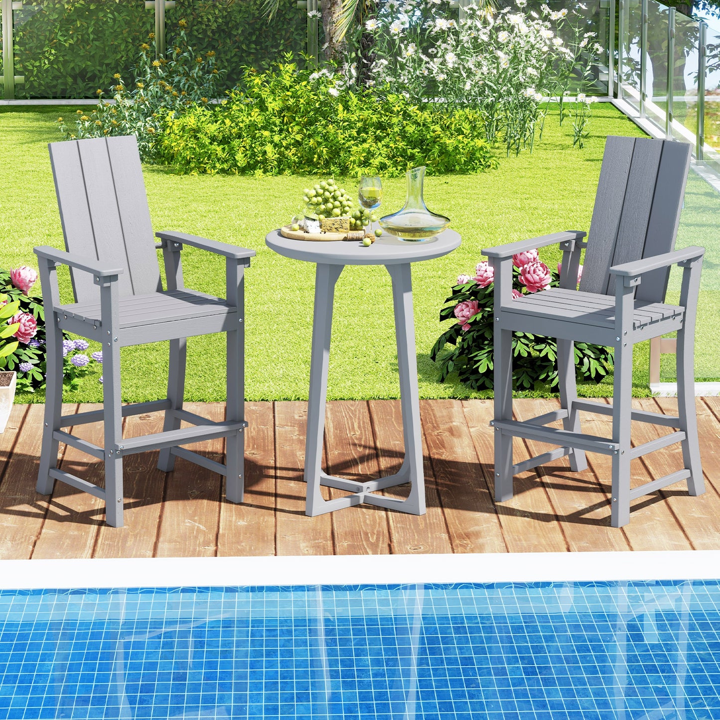 Tall Adirondack Bar Chair with Ergonomic High Back