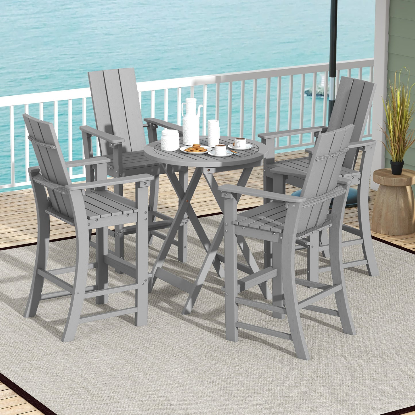 Tall Adirondack Bar Chair with Ergonomic High Back