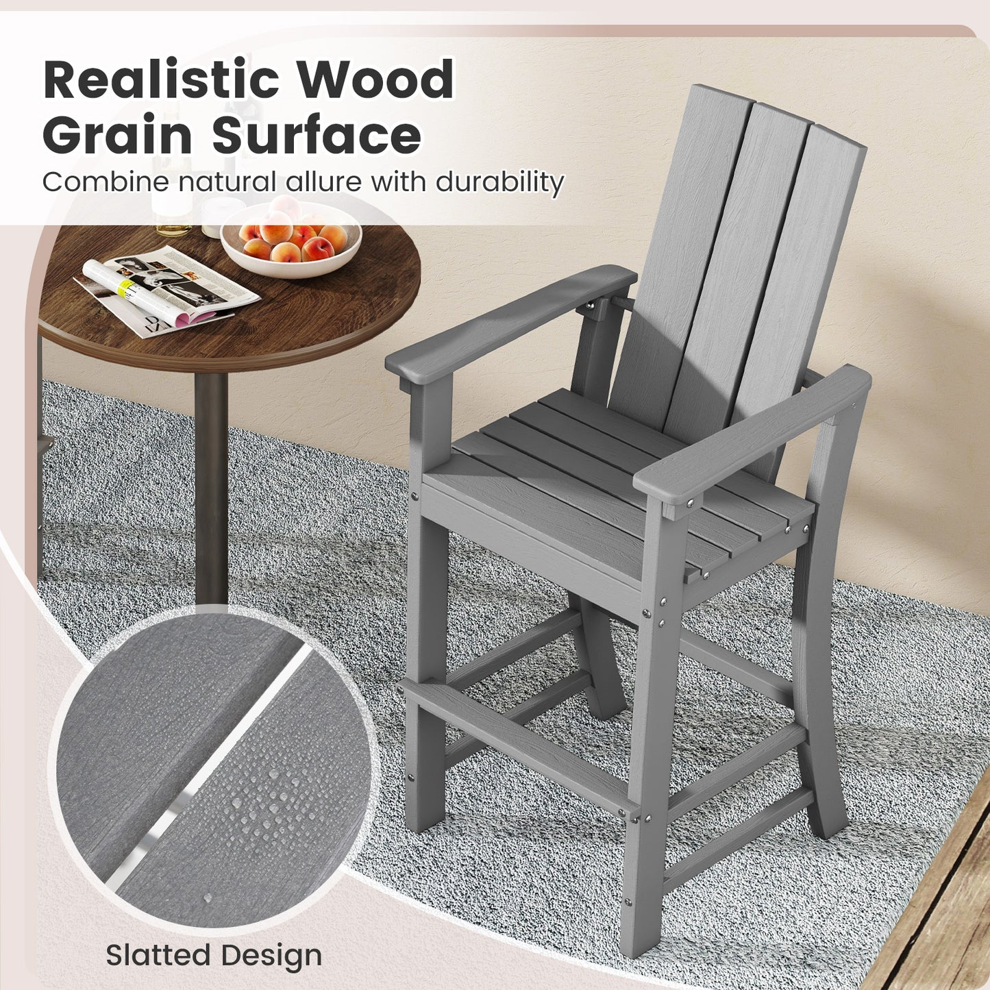 Tall Adirondack Bar Chair with Ergonomic High Back