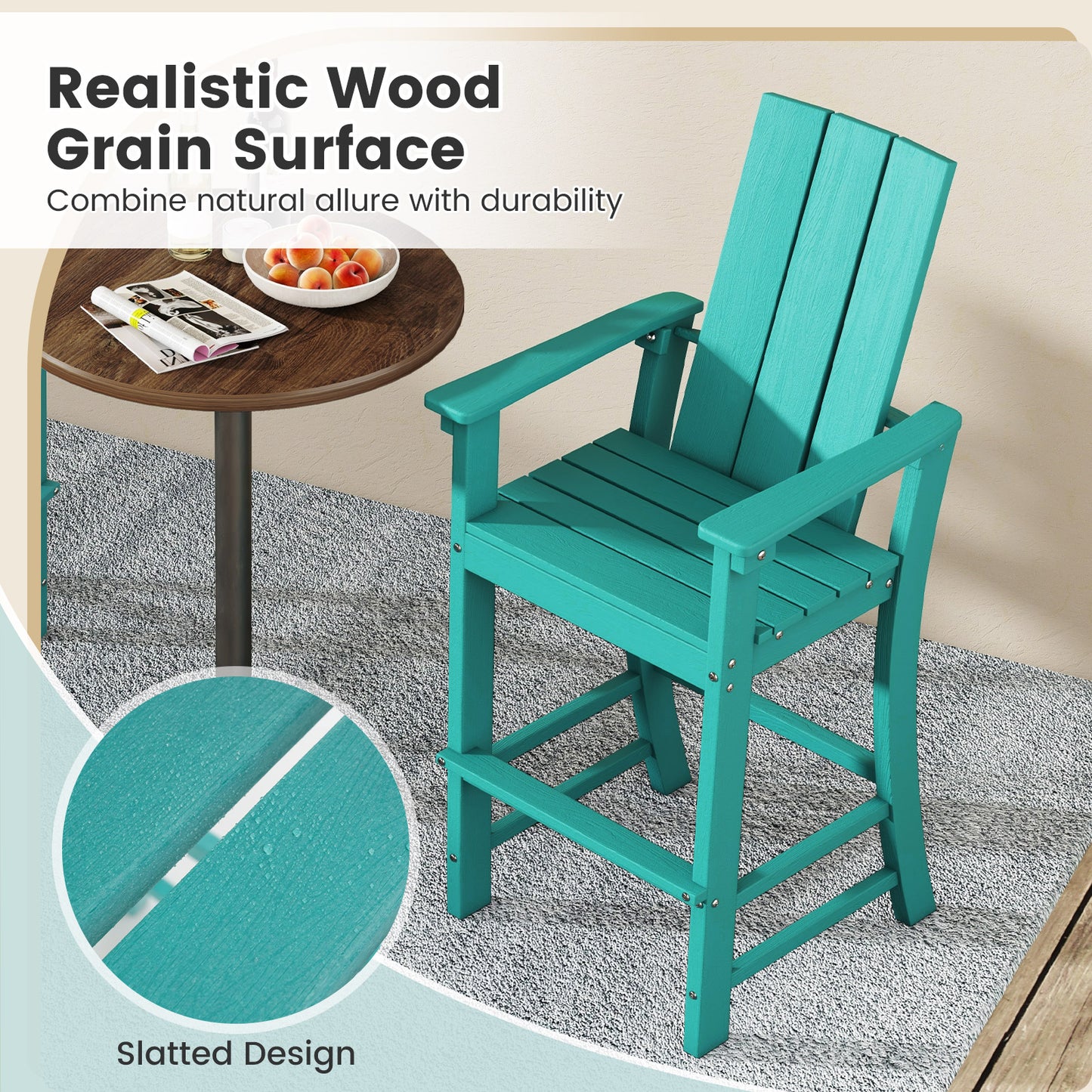 Tall Adirondack Bar Chair with Ergonomic High Back