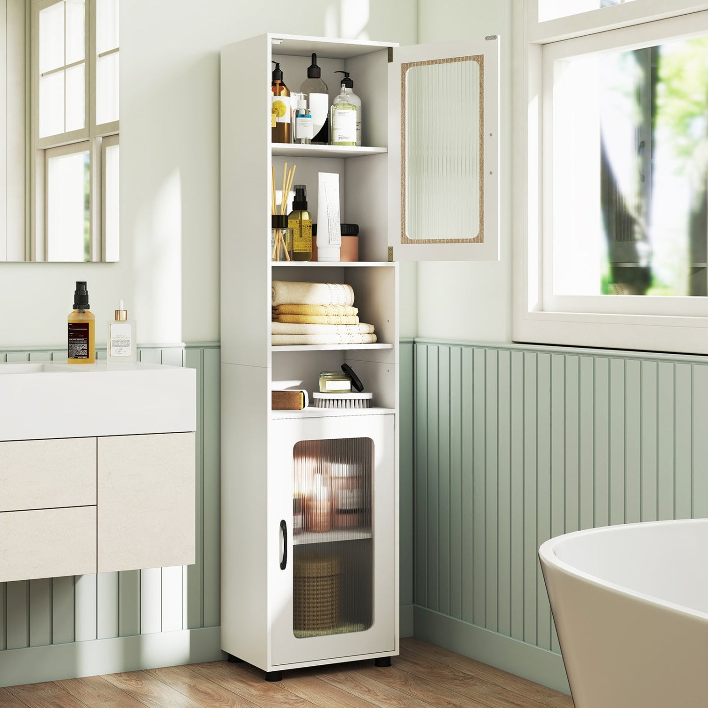 Tall Bathroom Storage Cabinet 67 Inches Freestanding Storage Organizer