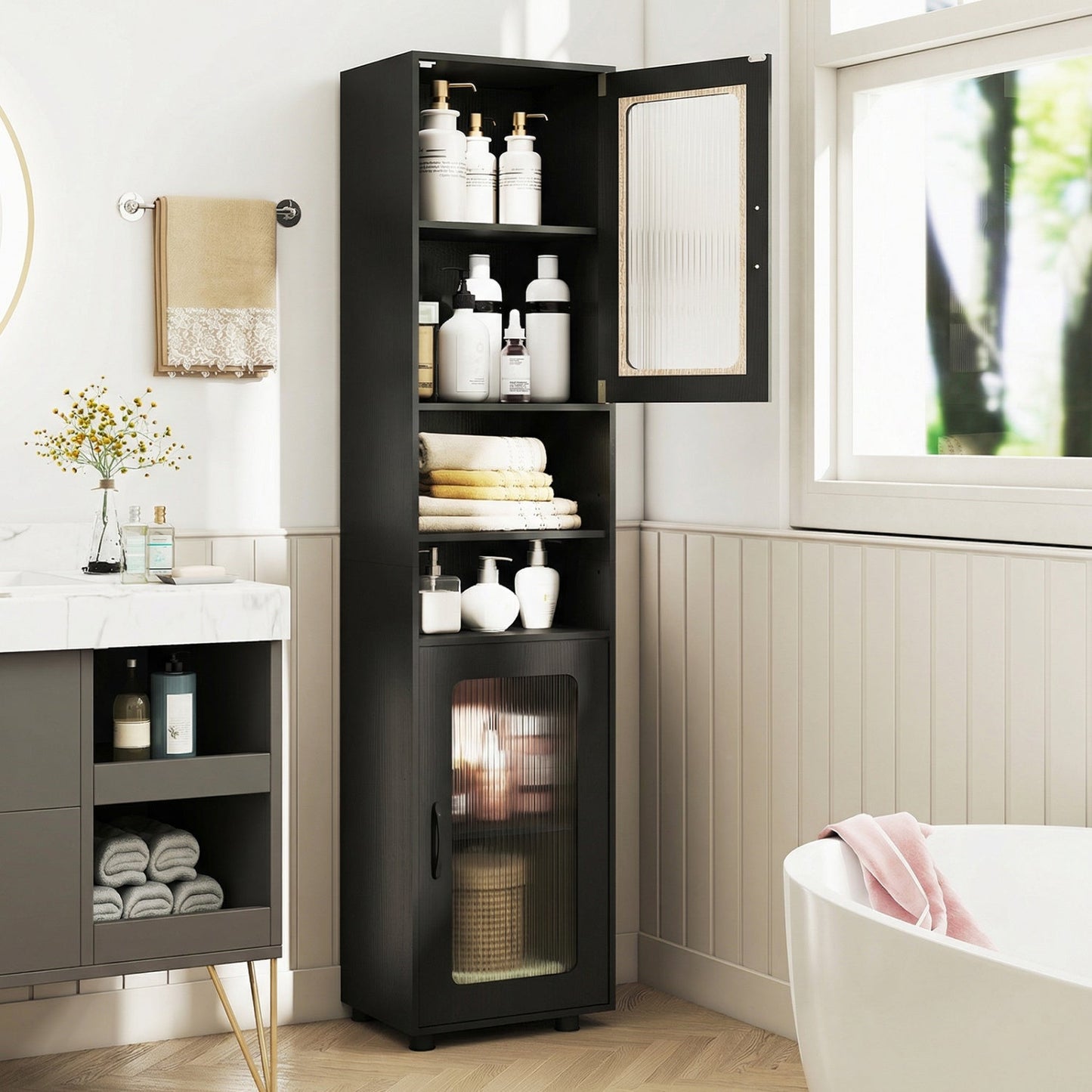 Tall Bathroom Storage Cabinet 67 Inches Freestanding Storage Organizer