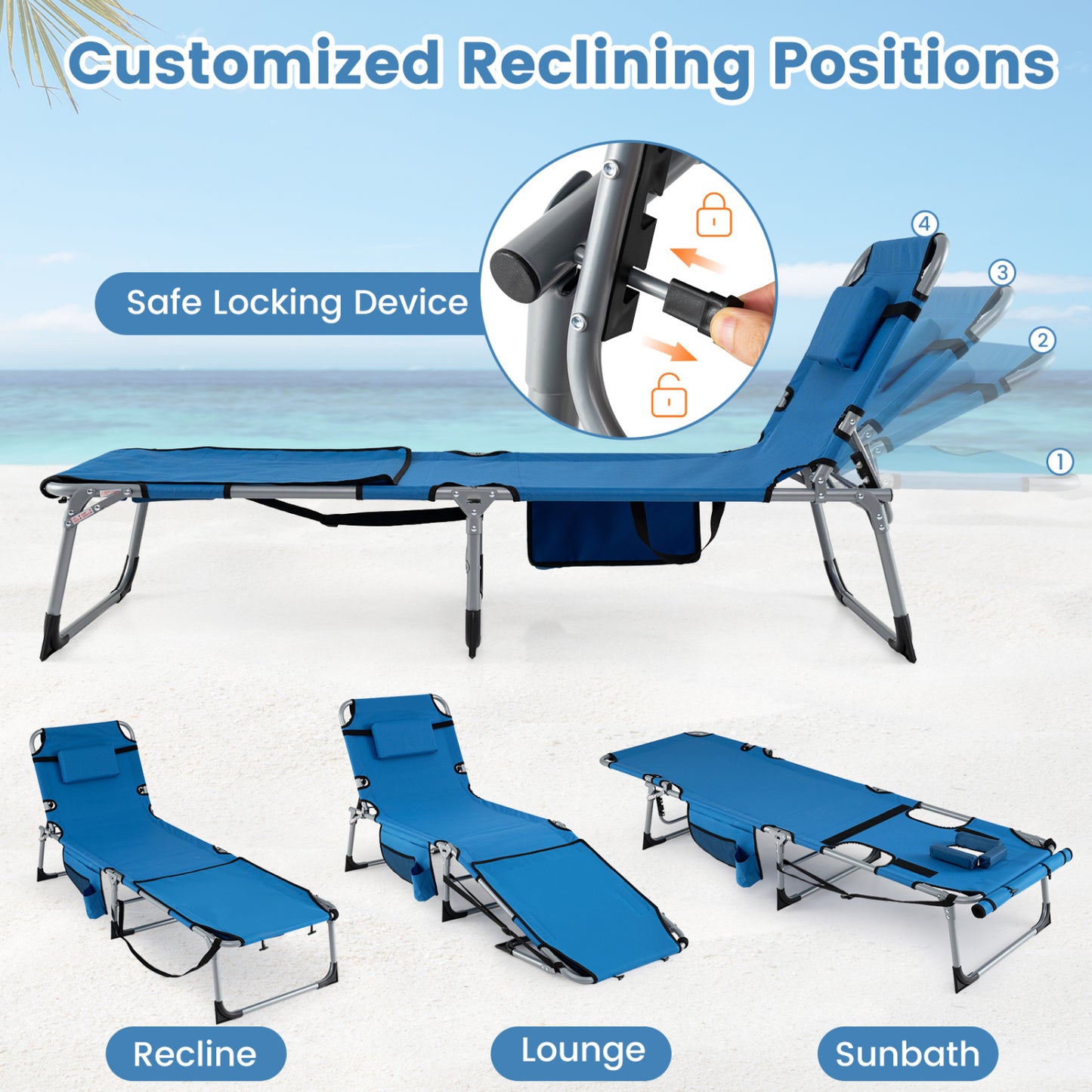 Tanning Chair with Face Hole & Adjustable Backrest - Gray