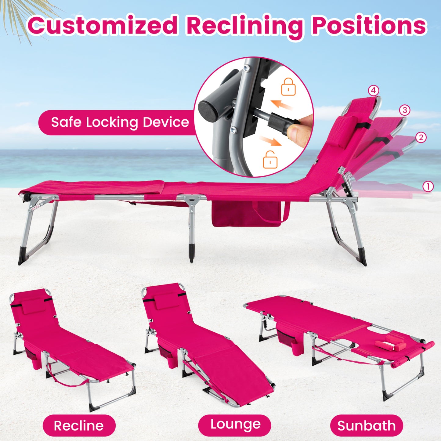 Tanning Chair with Face Hole & Adjustable Backrest - Gray