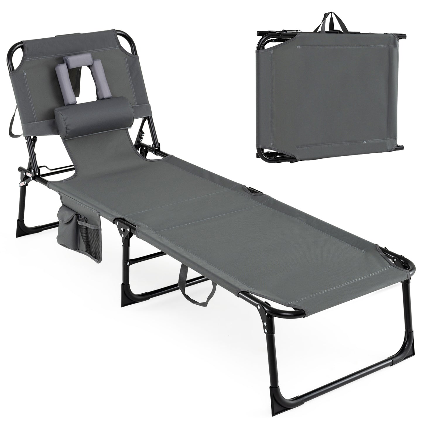 Folding Tanning Lounge Chair with Face and Arm Holes