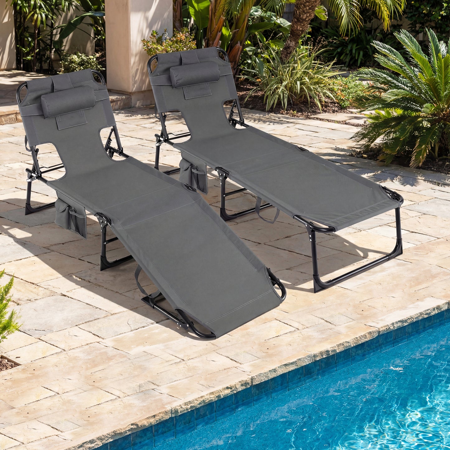 Folding Tanning Lounge Chair with Face and Arm Holes