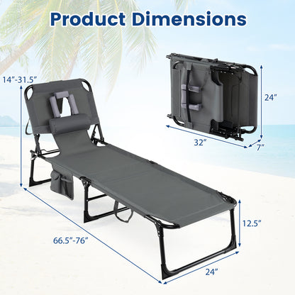Folding Tanning Lounge Chair with Face and Arm Holes