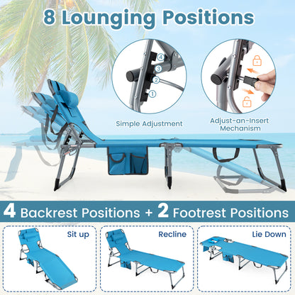 Folding Tanning Lounge Chair with Face and Arm Holes