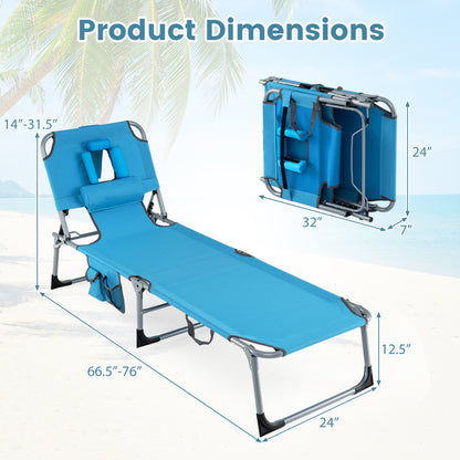 Folding Tanning Lounge Chair with Face and Arm Holes
